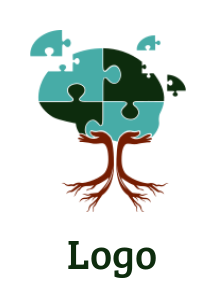 consulting logo maker puzzle forming brain and palms