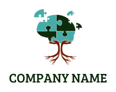 consulting logo maker puzzle forming brain and palms