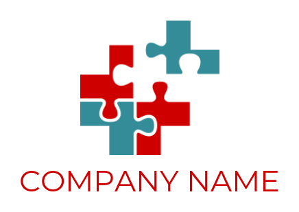 puzzle forming medical sign logo design