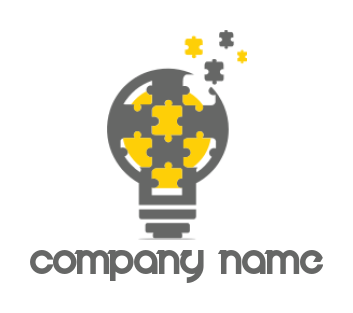 generate puzzle pieces coming out of light bulb