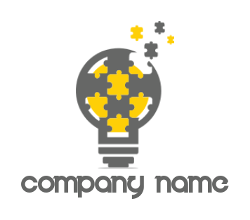 consulting logo icon puzzle pieces coming out of light bulb