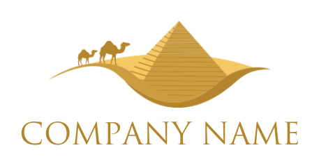 travel logo template pyramid and camels in desert - logodesign.net