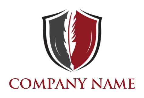 create a Law firm logo of a quill feather in shield