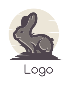 generate a pet logo with a rabbit on a rock