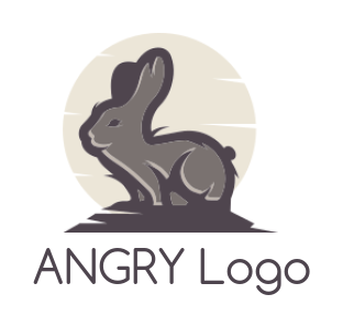 generate a pet logo with a rabbit on a rock