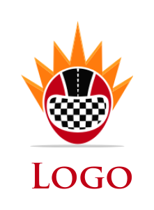 sports logo racing track flag merge with helmet