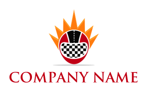 sports logo racing track flag merge with helmet