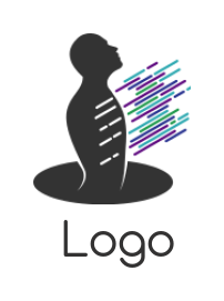 radiology logo silhouette man with pixels lines