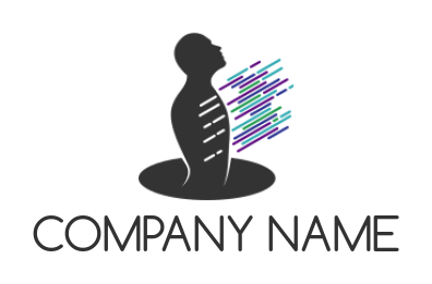 medical logo silhouette man with pixels lines