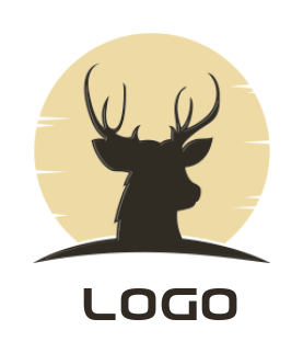 animal logo reindeer in front of sun with arc