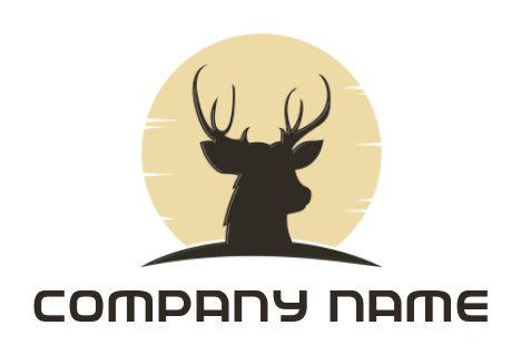animal logo reindeer in front of sun with arc