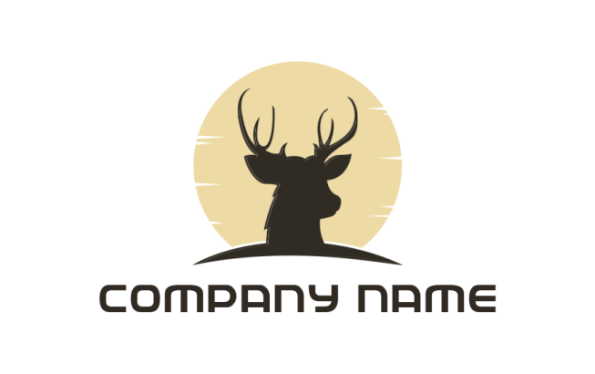 animal logo reindeer in front of sun with arc