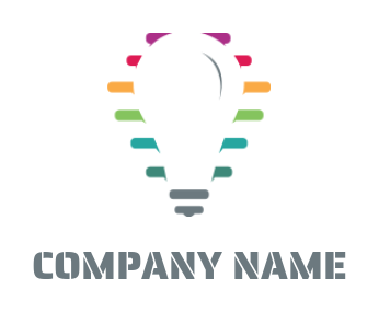 rainbow lines behind light bubble logo icon