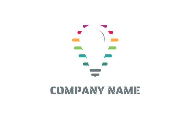 advertising logo image rainbow lines behind light bubble icon