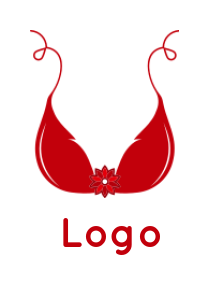 apparel logo icon red bikini top with flower