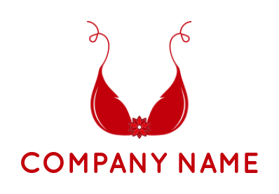 apparel logo icon red bikini top with flower - logodesign.net