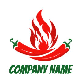 Create a food logo of Red chills with flame 