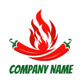 Create a logo of Red chills with flame 