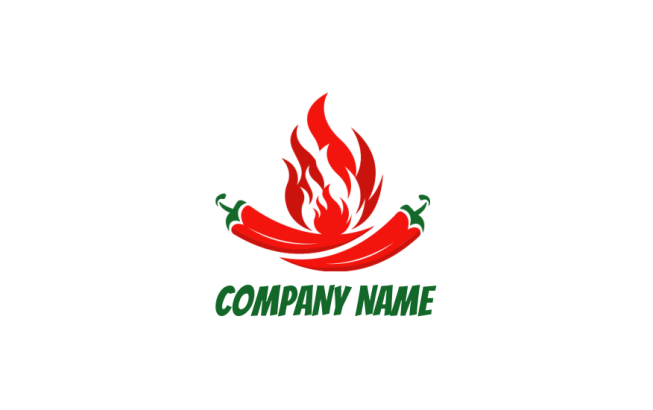 Create a logo of Red chills with flame 