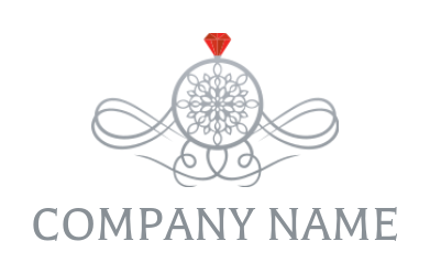 red gemstone with scroll work jewelry design 