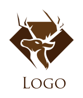 animal logo maker reindeer merged with diamond shape 