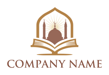religious logo icon Muslim mosque on a open book - logodesign.net