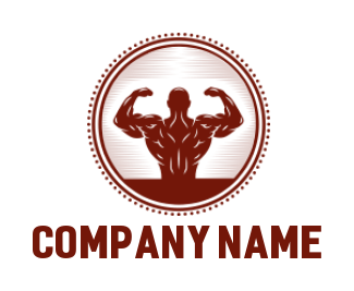 create a fitness logo retro body builder in circle - logodesign.net