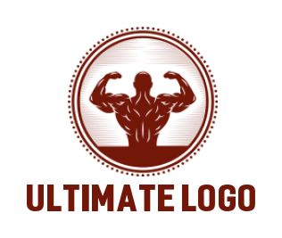 create a fitness logo retro body builder in circle - logodesign.net