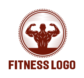 create a fitness logo retro body builder in circle - logodesign.net