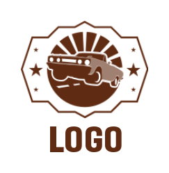 generate an auto logo retro car inside emblem