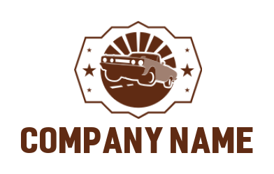 generate an auto logo retro car inside emblem