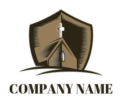 religious logo church in shield - logodesign.net