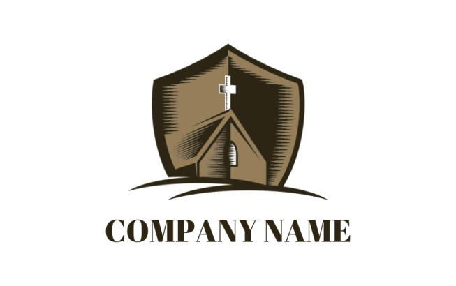 religious logo church in shield - logodesign.net