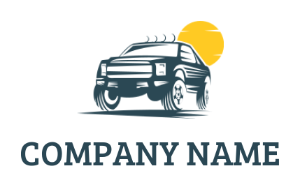 create a retro logo design SUV truck with sun