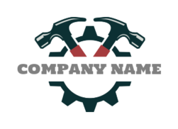 Carpentry saw blade with crossed hammers Logo Template by