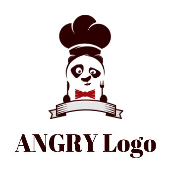 animal logo retro style chef panda with banner
