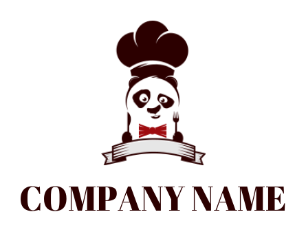 animal logo retro style chef panda with banner