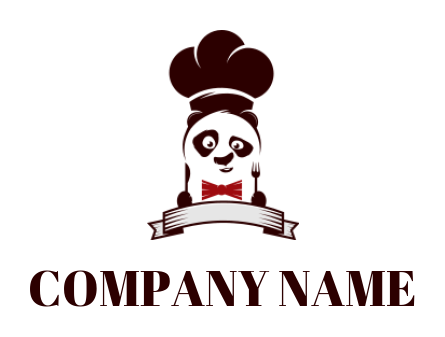 retro style chef panda with banner