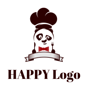 animal logo retro style chef panda with banner