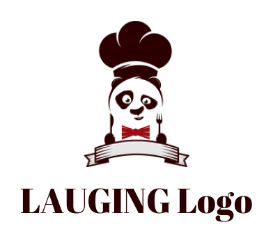animal logo retro style chef panda with banner