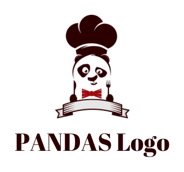 animal logo retro style chef panda with banner