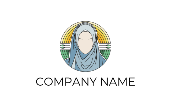 retro style hijab logo