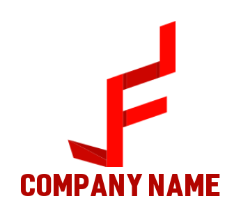 Design a Letter F logo made of ribbon