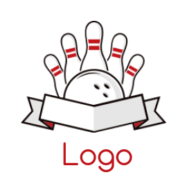 design a sports logo ribbon in front of bowling