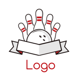 design a sports logo ribbon in front of bowling