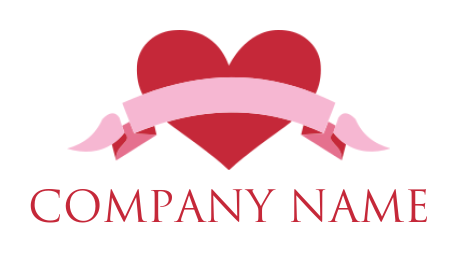 dating logo maker ribbon in front of a heart 