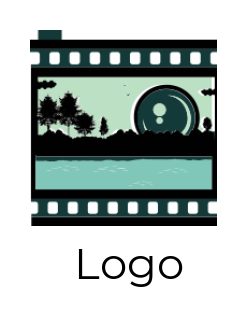 photography logo maker river inside film reel