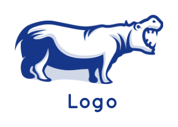 generate an animal logo of roaring hippo