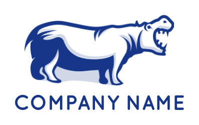 generate an animal logo of roaring hippo