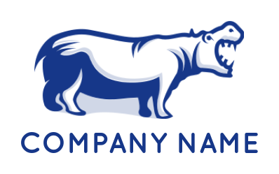 generate an animal logo of roaring hippo